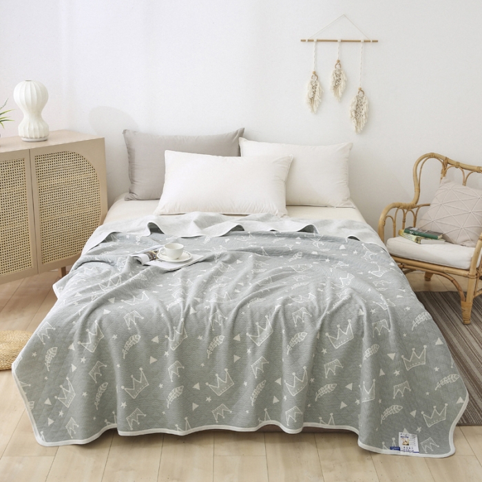 91家纺网 家纺一手货源 找家纺 琪琪阁 2022新款针织棉提花夏被 皇冠-绿