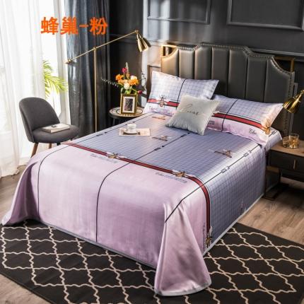 91家纺网 家纺一手货源 找家纺 玖玖爱 2021新款床单款冰丝凉席三件套 蜂巢粉