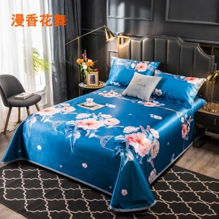 91家纺网 家纺一手货源 找家纺 玖玖爱 2021新款床单款冰丝凉席三件套 漫香花舞