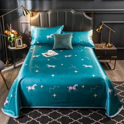 91家纺网 家纺一手货源 找家纺 玖玖爱 2021新款床单款冰丝凉席三件套 星空