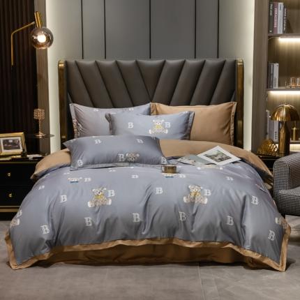 91家纺网 家纺一手货源 找家纺 轻奢风水洗天丝全m小清新韩版四件套水洗真丝套件 快乐熊