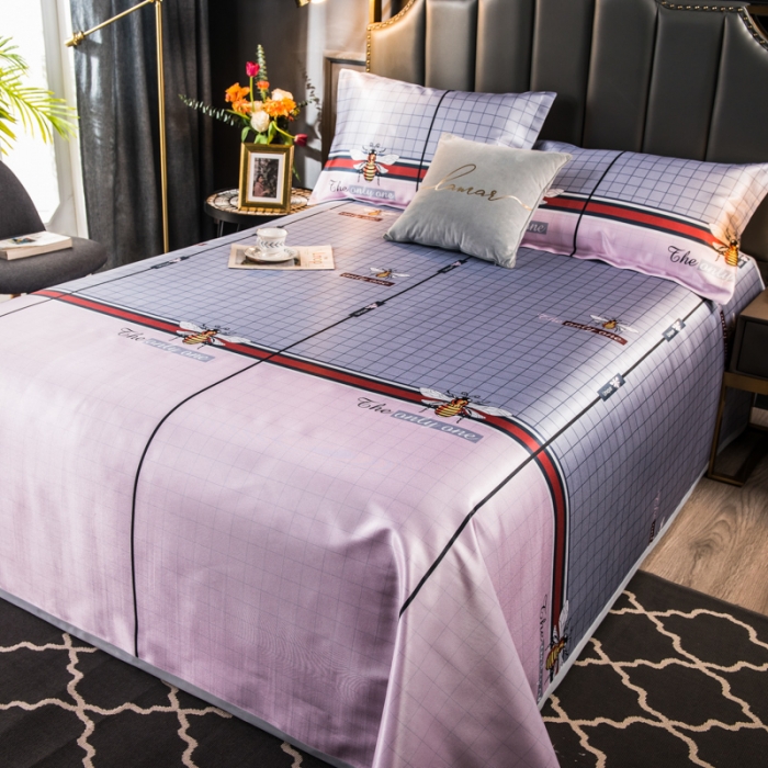 91家纺网 家纺一手货源 找家纺 玖玖爱 2021新款床单款冰丝凉席三件套 蜂巢粉