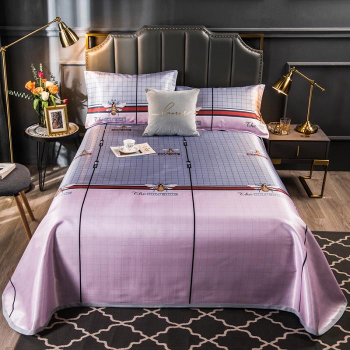 91家纺网 家纺一手货源 找家纺 玖玖爱 2021新款床单款冰丝凉席三件套 蜂巢粉