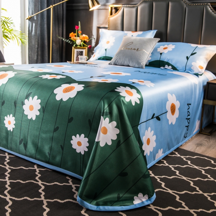 91家纺网 家纺一手货源 找家纺 玖玖爱 2021新款床单款冰丝凉席三件套 花开向阳