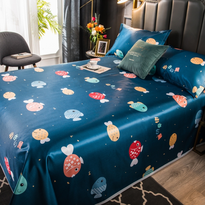 91家纺网 家纺一手货源 找家纺 玖玖爱 2021新款床单款冰丝凉席三件套 临渊羡鱼