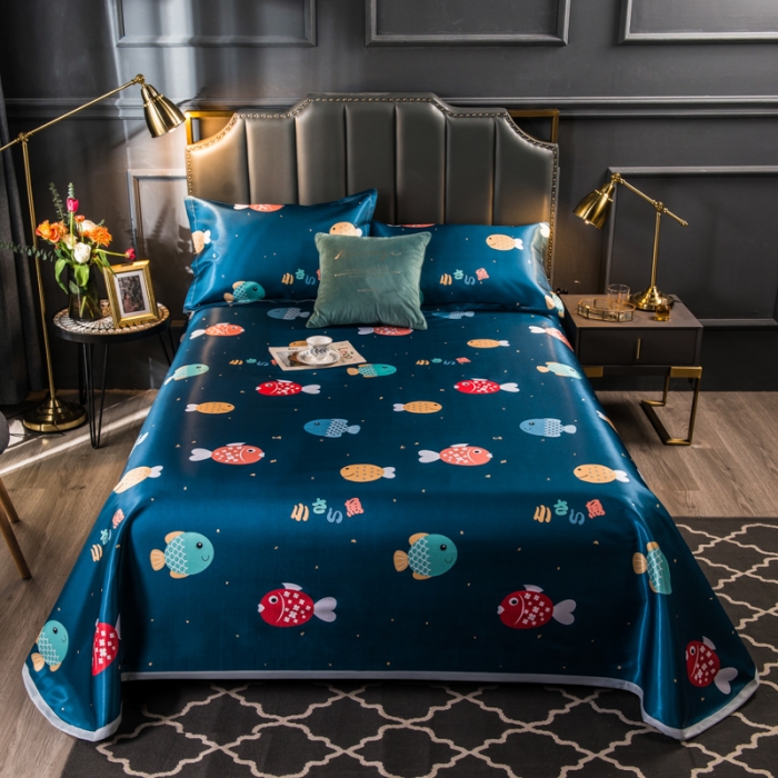 91家纺网 家纺一手货源 找家纺 玖玖爱 2021新款床单款冰丝凉席三件套 临渊羡鱼