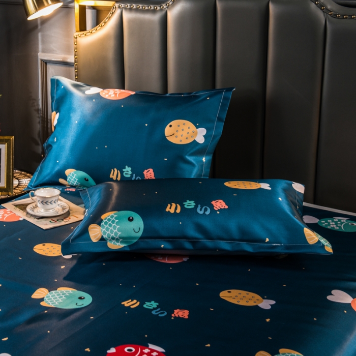 91家纺网 家纺一手货源 找家纺 玖玖爱 2021新款床单款冰丝凉席三件套 临渊羡鱼