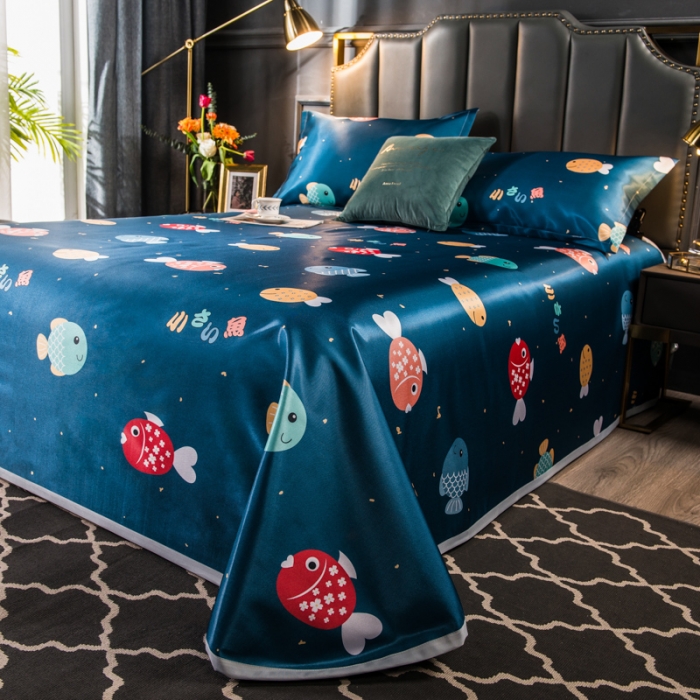 91家纺网 家纺一手货源 找家纺 玖玖爱 2021新款床单款冰丝凉席三件套 临渊羡鱼