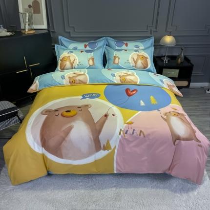 金爱家 2021新款13372大版全棉卡通四件套 小萌熊