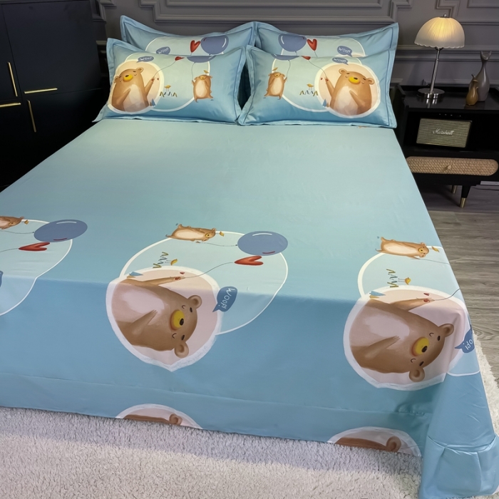 91家纺网 家纺一手货源 找家纺 金爱家 2021新款13372大版全棉卡通四件套 小萌熊