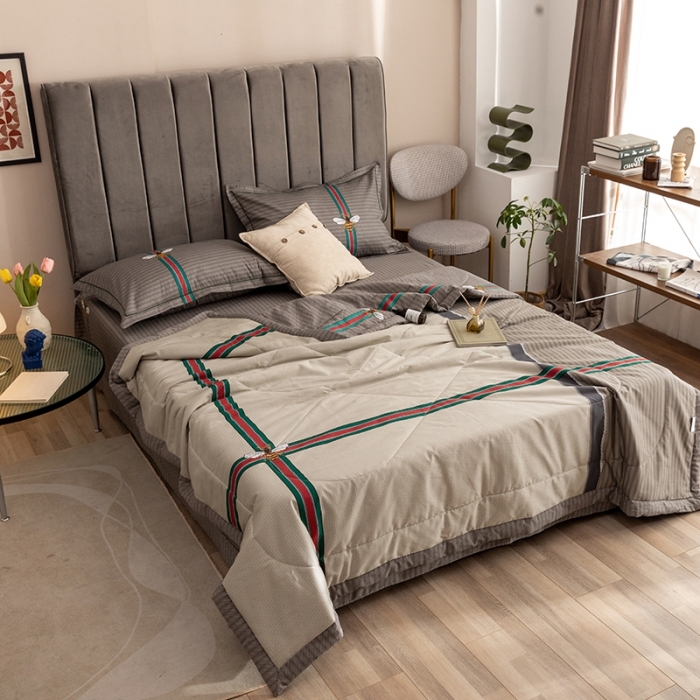 91家纺网 家纺一手货源 找家纺 金爱家 2021新款全棉夏被四件套 极简主义