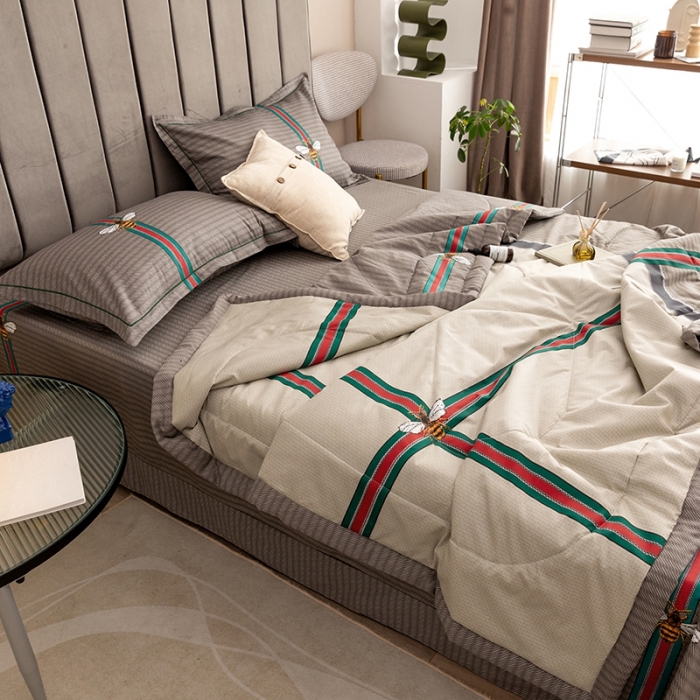 91家纺网 家纺一手货源 找家纺 金爱家 2021新款全棉夏被四件套 极简主义