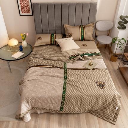 金爱家 2021新款全棉夏被四件套 加州咖