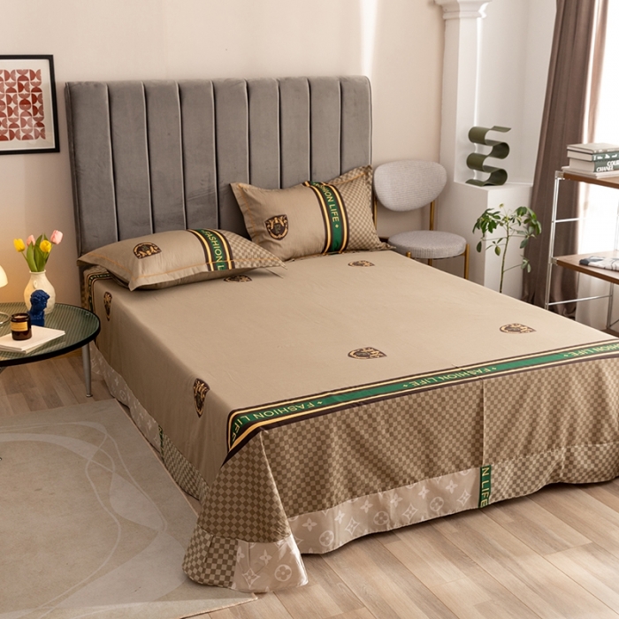 91家纺网 家纺一手货源 找家纺 金爱家 2021新款全棉夏被四件套 加州咖