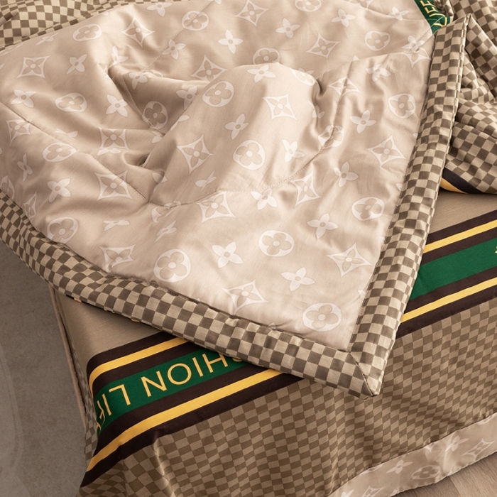 91家纺网 家纺一手货源 找家纺 金爱家 2021新款全棉夏被四件套 加州咖