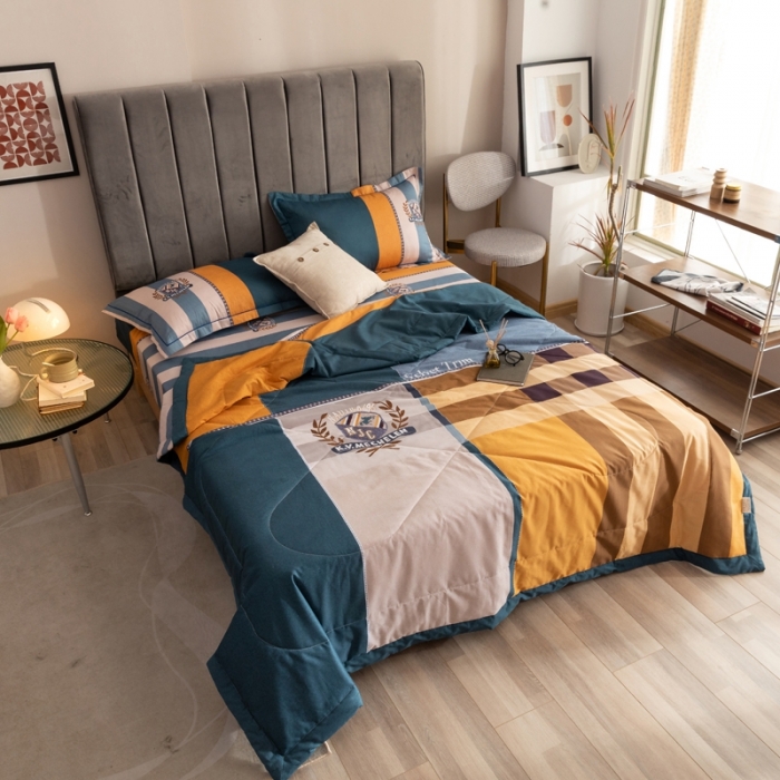 91家纺网 家纺一手货源 找家纺 金爱家 2021新款全棉夏被四件套 摩登