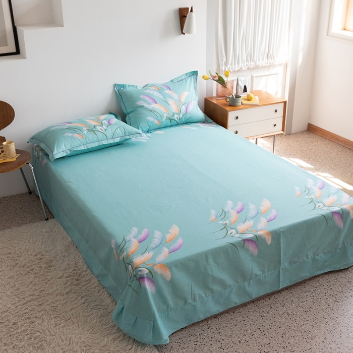 91家纺网 家纺一手货源 找家纺 金爱家 2021新款全棉夏被四件套 穗禾绿