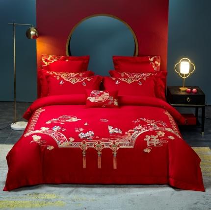 91家纺网 家纺一手货源 找家纺 高大尚婚庆馆 新款60s长绒棉中式婚嫁系列多件套 十里红妆