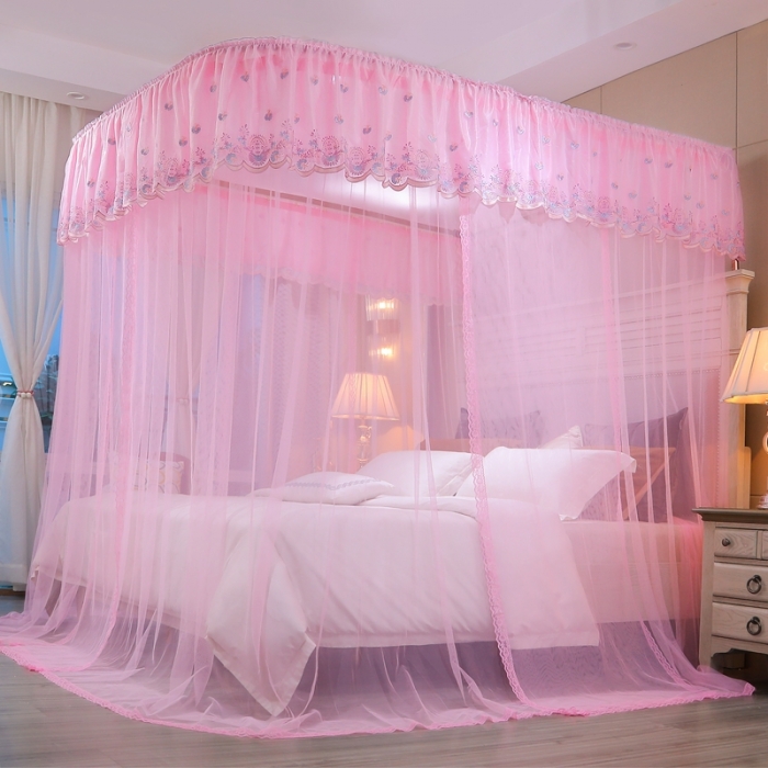 91家纺网 家纺一手货源 找家纺 梦尔佳 2021新款导轨款蚊帐830 粉色