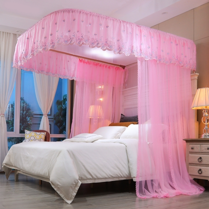 91家纺网 家纺一手货源 找家纺 梦尔佳 2021新款导轨款蚊帐830 粉色