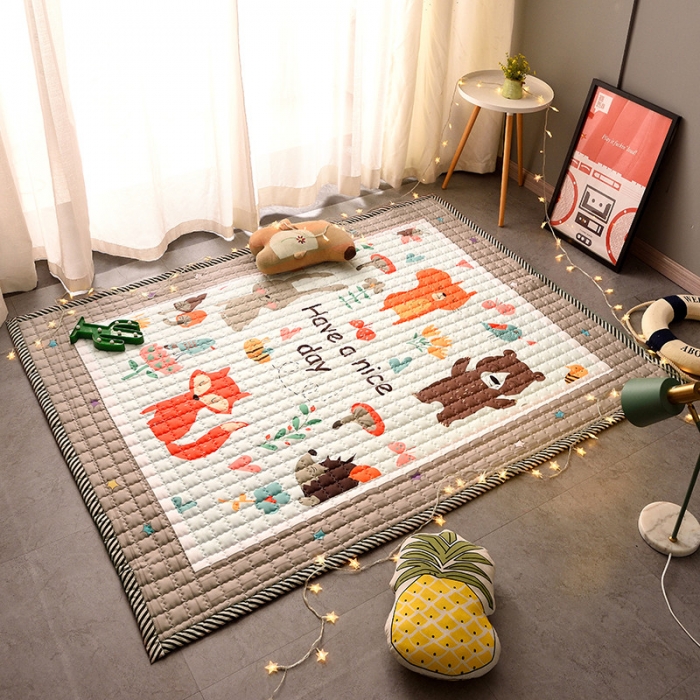 91家纺网 家纺一手货源 找家纺 BOSS 2021新款小尺寸爬爬垫 丛林聚会