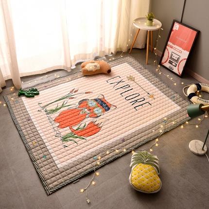 91家纺网 家纺一手货源 找家纺 新款棉质防滑爬爬垫 宝宝爬行垫 加厚地垫客厅地毯 探险小狸