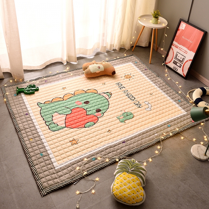 91家纺网 家纺一手货源 找家纺 新款棉质防滑爬爬垫 宝宝爬行垫 加厚地垫客厅地毯 爱心小恐龙