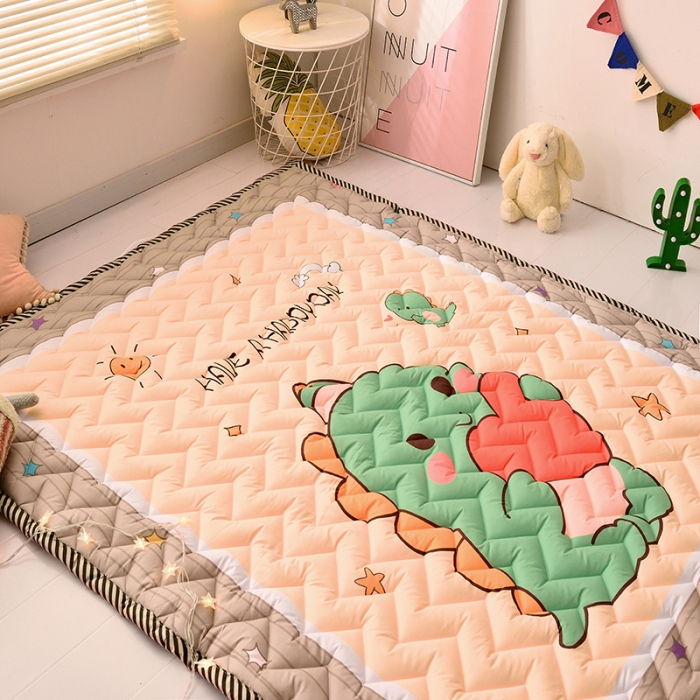 91家纺网 家纺一手货源 找家纺 新款棉质防滑爬爬垫 宝宝爬行垫 加厚地垫客厅地毯 爱心小恐龙