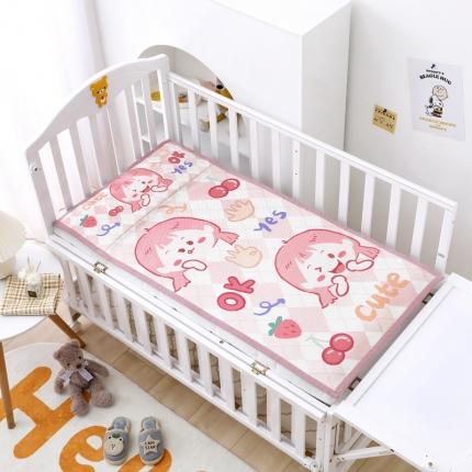 91家纺网 家纺一手货源 找家纺 吉咪兔 2022新款枕席一体儿童加厚冰丝凉席 可爱女孩