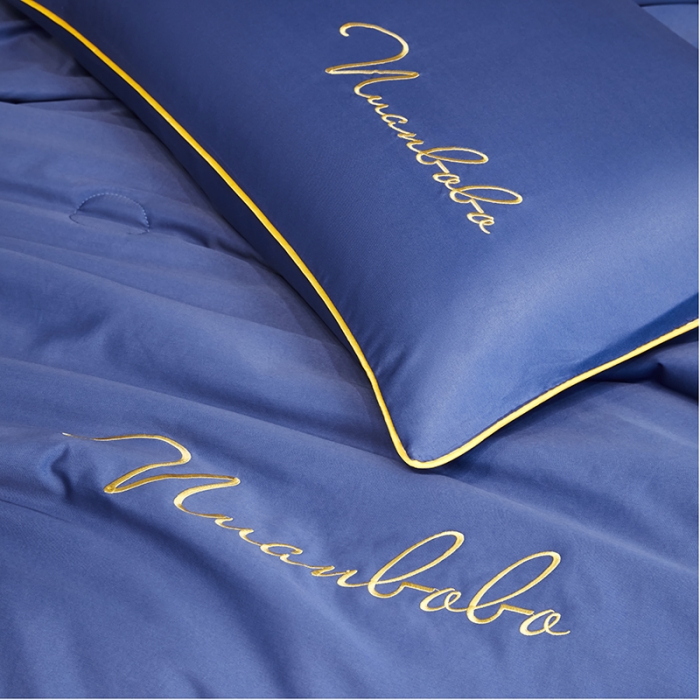 91家纺网 家纺一手货源 找家纺 啊雅 2025新款水洗冰丝夏被四件套 宝蓝色