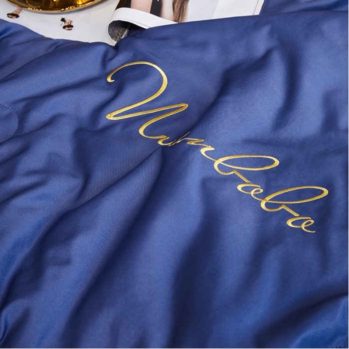 91家纺网 家纺一手货源 找家纺 啊雅 2025新款水洗冰丝夏被四件套 宝蓝色