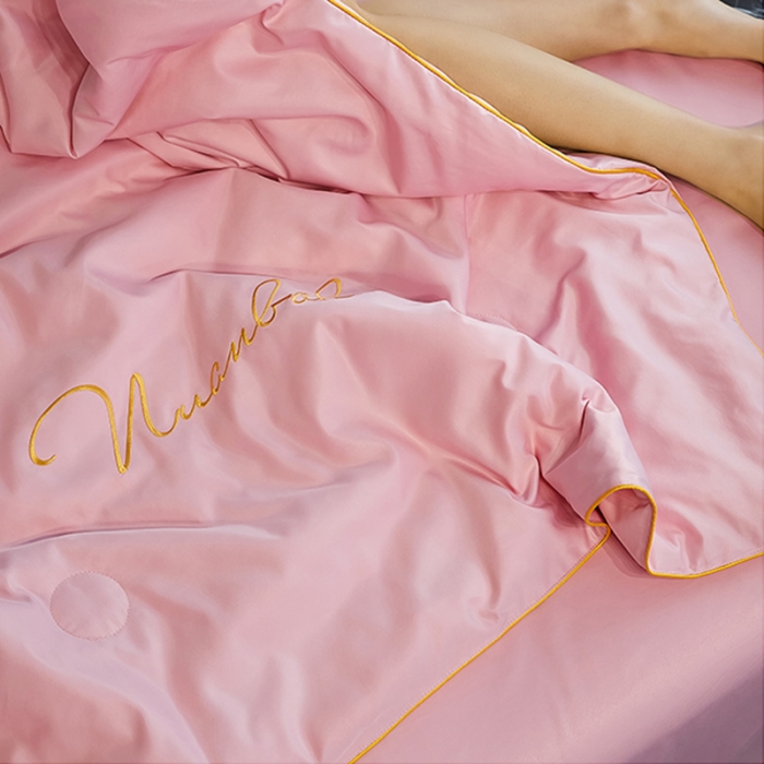 91家纺网 家纺一手货源 找家纺 啊雅 2025新款水洗冰丝夏被四件套 公主粉