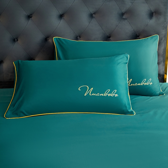 91家纺网 家纺一手货源 找家纺 啊雅 2025新款水洗冰丝夏被四件套 锦绿色