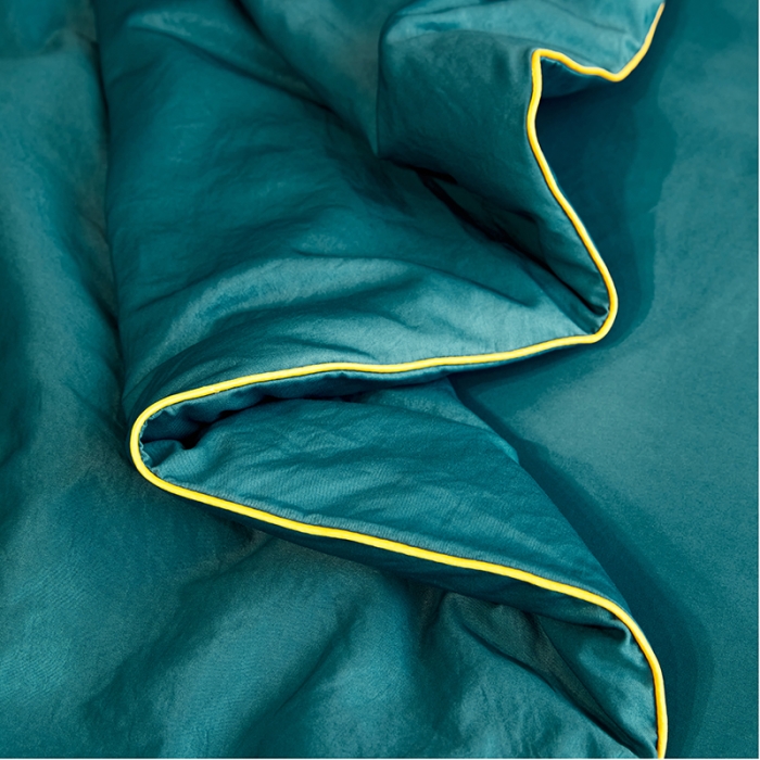 91家纺网 家纺一手货源 找家纺 啊雅 2025新款水洗冰丝夏被四件套 锦绿色