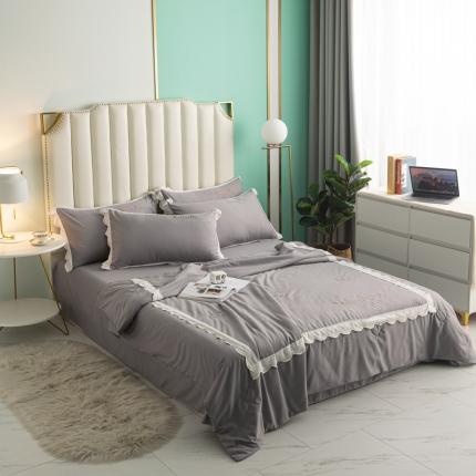 91家纺网 家纺一手货源 找家纺 （总）安妮家居  2021新款法式仙女风水洗刺绣夏被四件套