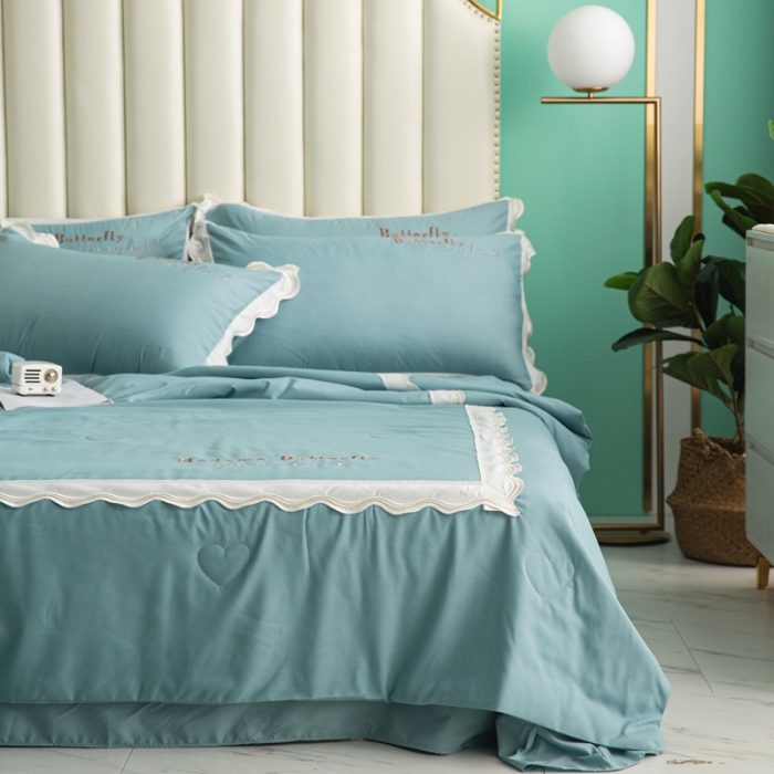 91家纺网 家纺一手货源 找家纺 （总）安妮家居  2021新款法式仙女风水洗刺绣夏被四件套