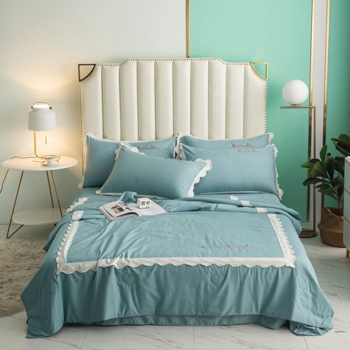 91家纺网 家纺一手货源 找家纺 （总）安妮家居  2021新款法式仙女风水洗刺绣夏被四件套