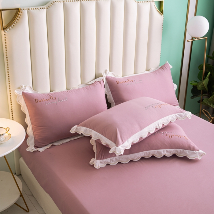 91家纺网 家纺一手货源 找家纺 安妮家居  2021新款法式仙女风水洗刺绣夏被四件套 豆沙