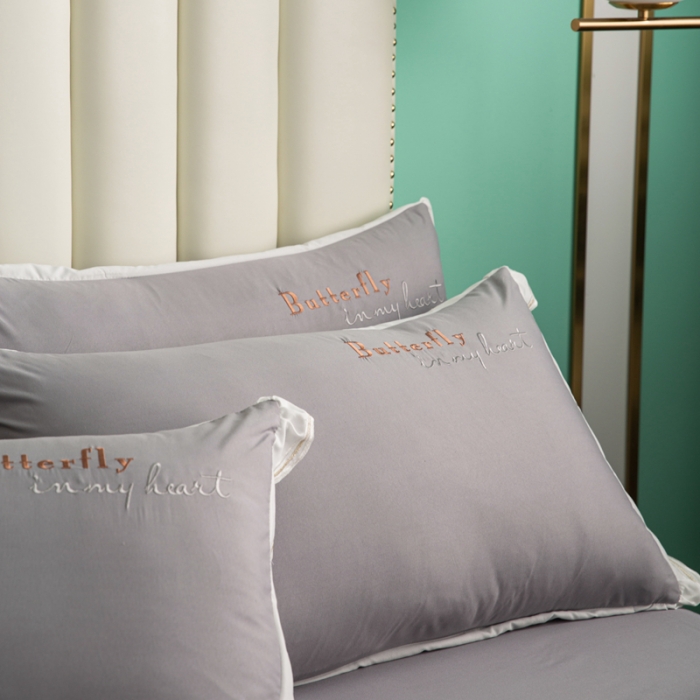 91家纺网 家纺一手货源 找家纺 安妮家居  2021新款法式仙女风水洗刺绣夏被四件套 爵士灰