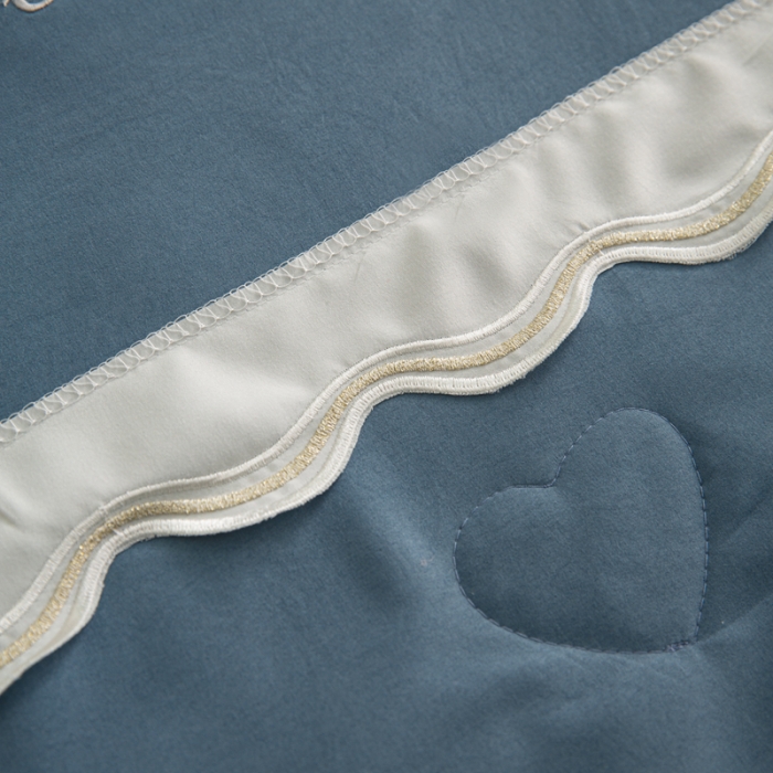 91家纺网 家纺一手货源 找家纺 安妮家居  2021新款法式仙女风水洗刺绣夏被四件套 星空蓝