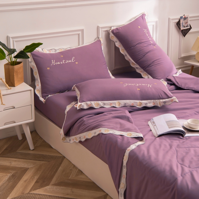 91家纺网 家纺一手货源 找家纺 （总）安妮家居 2021新款泫雅风水洗刺绣夏被四件套