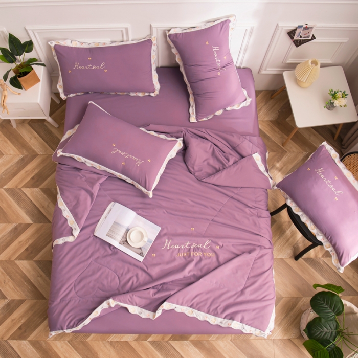 91家纺网 家纺一手货源 找家纺 （总）安妮家居 2021新款泫雅风水洗刺绣夏被四件套