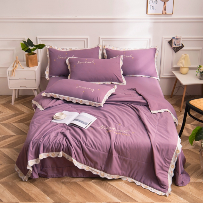 91家纺网 家纺一手货源 找家纺 （总）安妮家居 2021新款泫雅风水洗刺绣夏被四件套