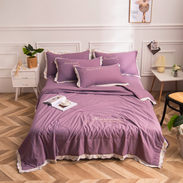 91家纺网 家纺一手货源 找家纺 （总）安妮家居 2021新款泫雅风水洗刺绣夏被四件套