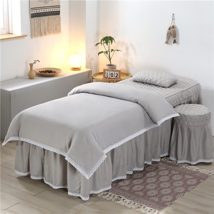 91家纺网 家纺一手货源 找家纺 乐逸 2023新款奥汀系列美容床罩套件 奥汀-灰色