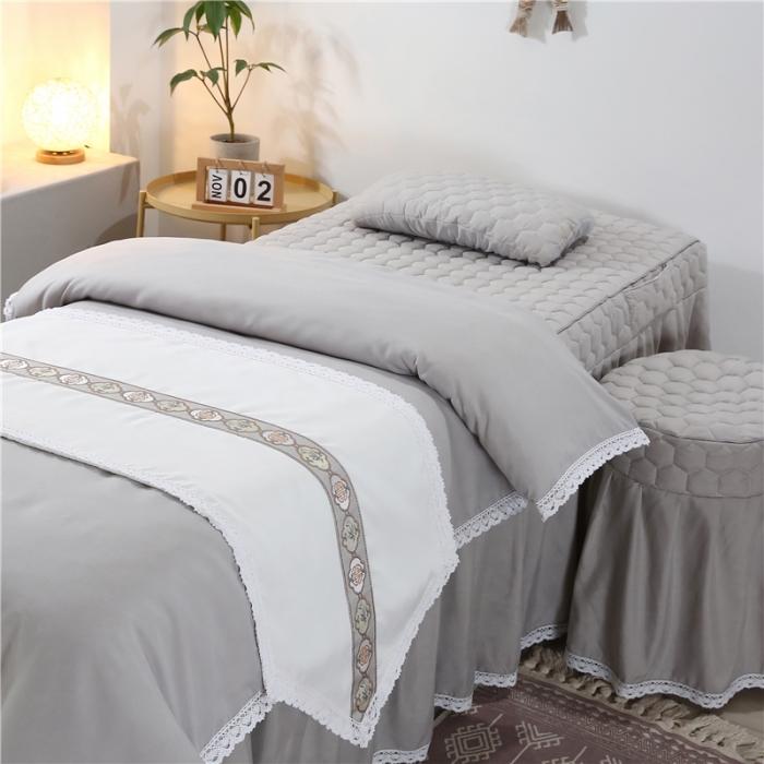 91家纺网 家纺一手货源 找家纺 乐逸 2023新款奥汀系列美容床罩套件 奥汀-灰色