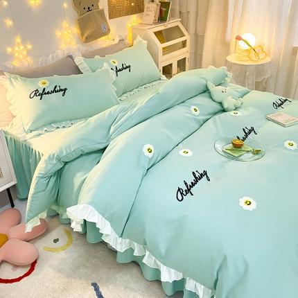 包小包 2024新款韩版太阳花亲肤磨毛四件套 太阳花-碧玉兰