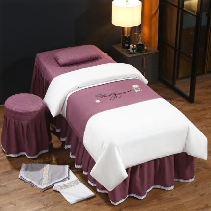 乐逸 2023新款钟爱一生系列美容床罩套件 紫豆沙