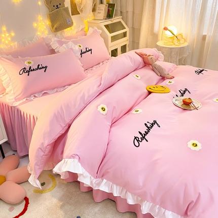 包小包 2024新款韩版太阳花亲肤磨毛四件套 太阳花-碧玉粉