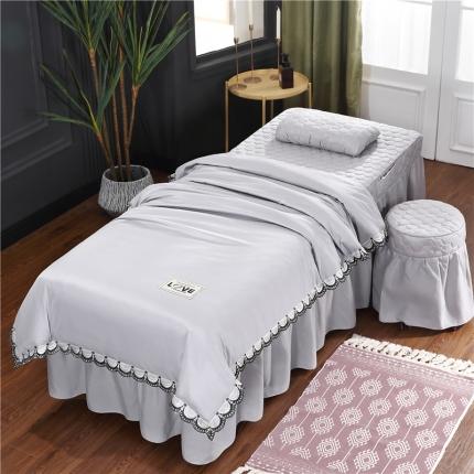 91家纺网 家纺一手货源 找家纺 乐逸 2023新款新款磨毛天丝花边美容床罩 灰色